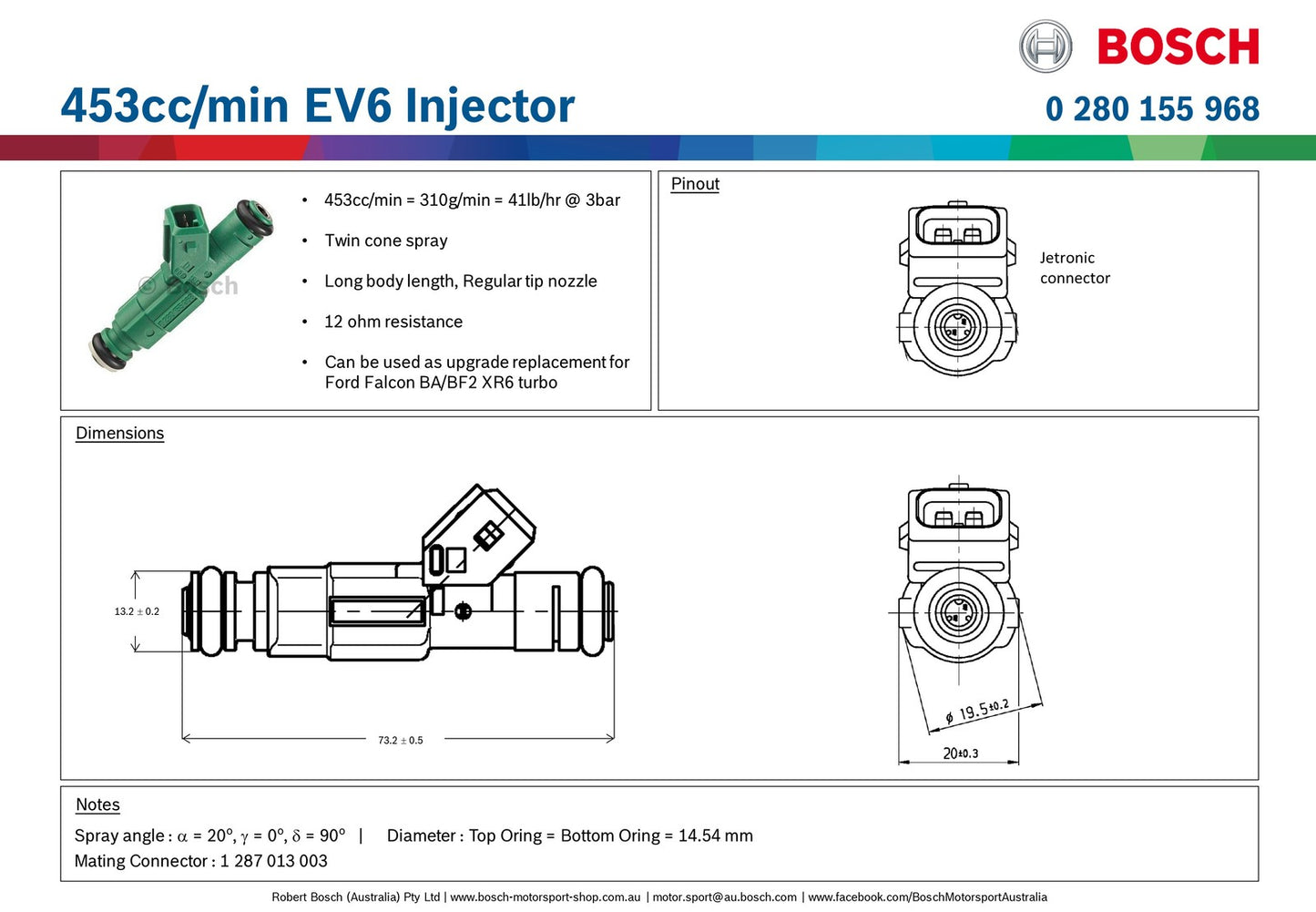 Bosch 453cc/min EV6 Injector