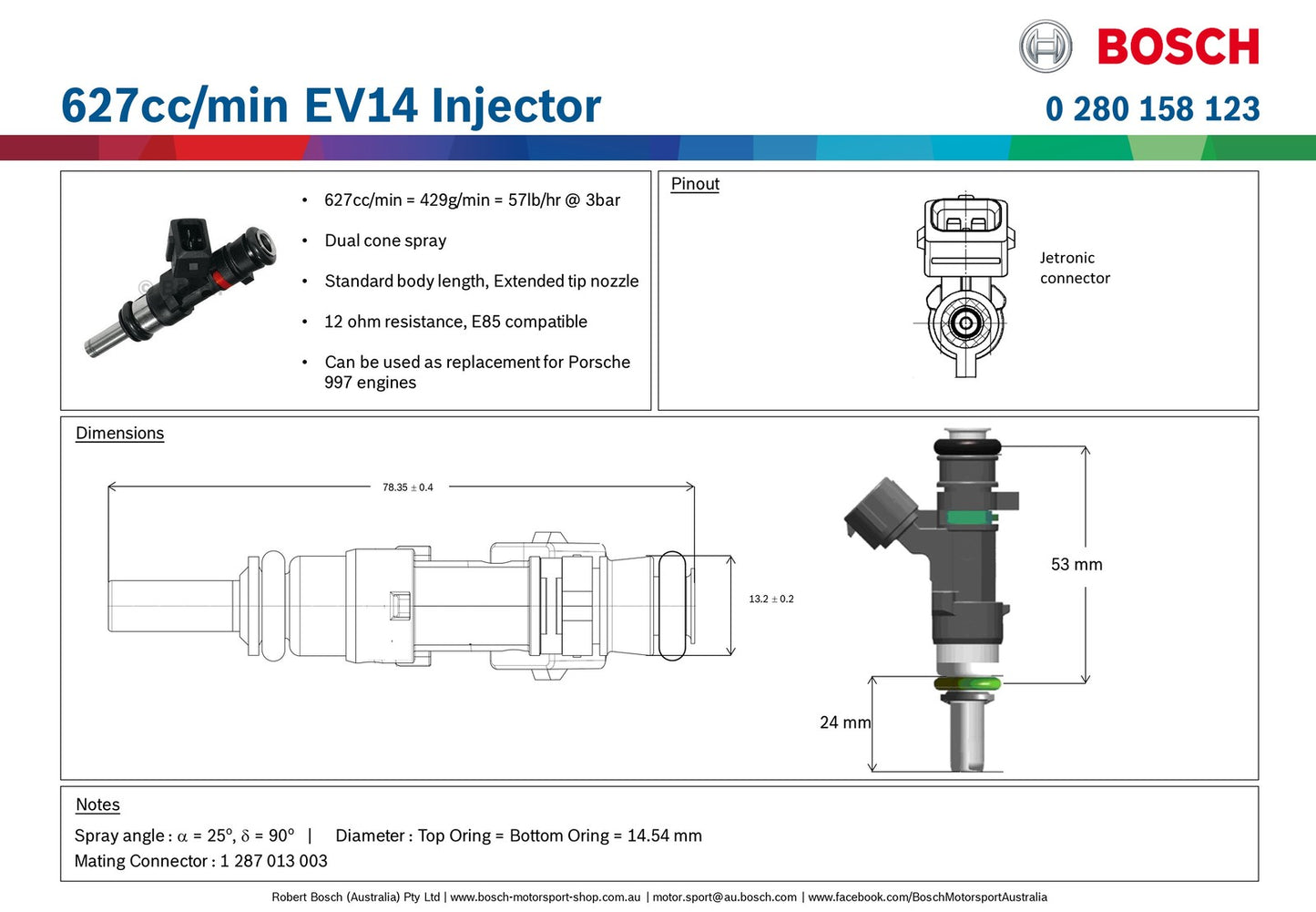 Bosch 627cc/min EV14 Injector