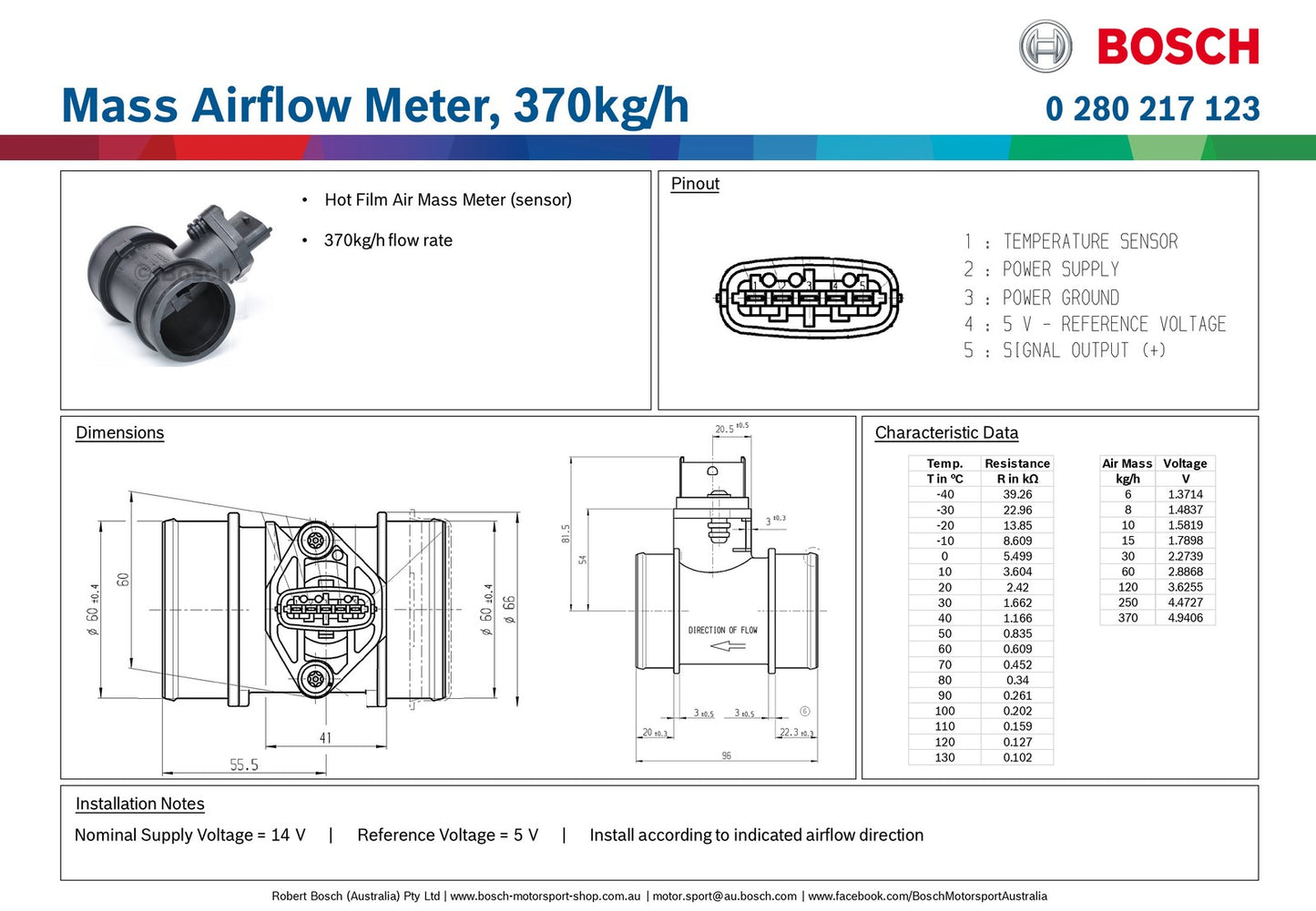 Bosch Mas Airflow Meter 370kg/h