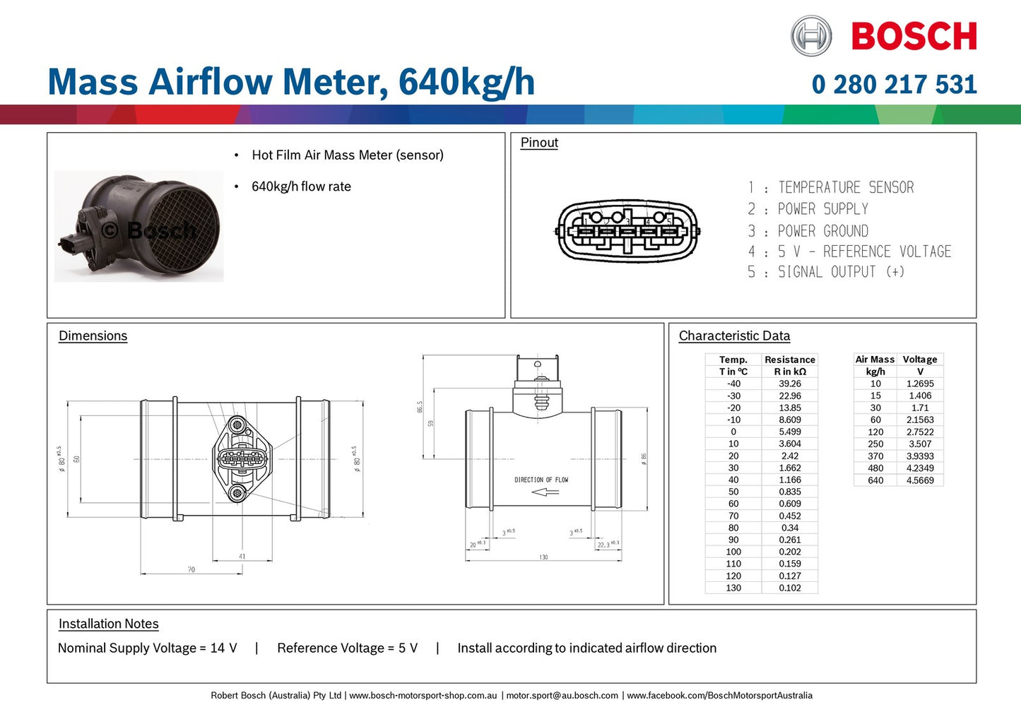 Bosch Mass Airflow Meter 640kg/h
