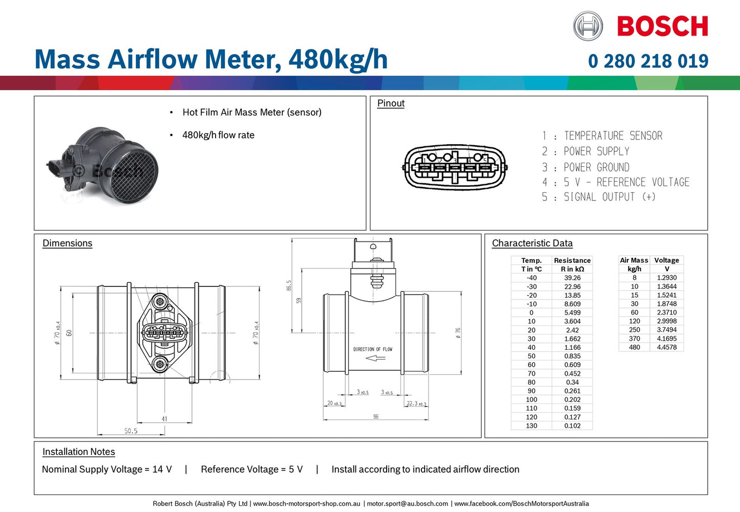 Bosch Mass Airflow Meter 480kg/h