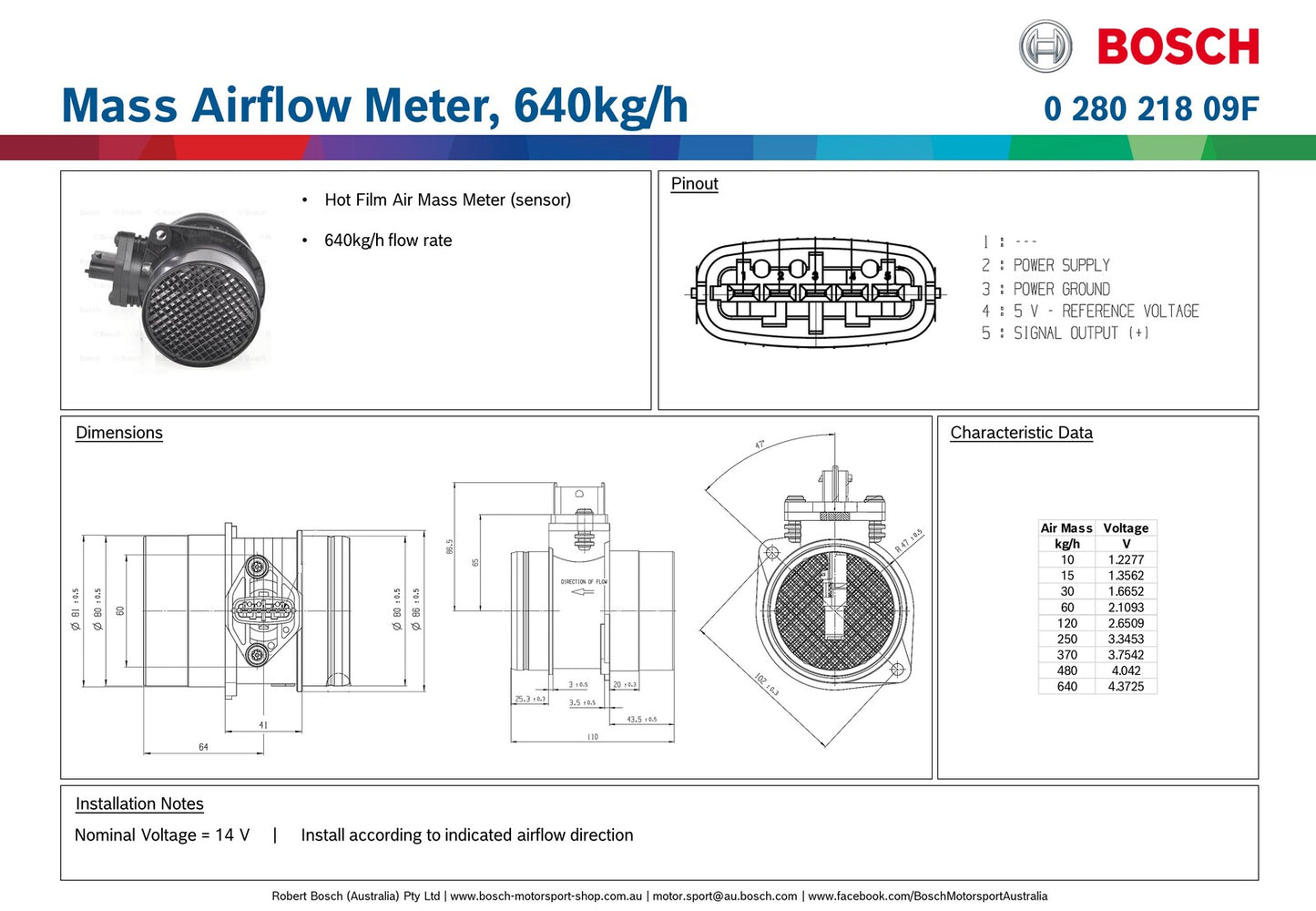 Bosch Mass Airflow Meter 640kg/h S
