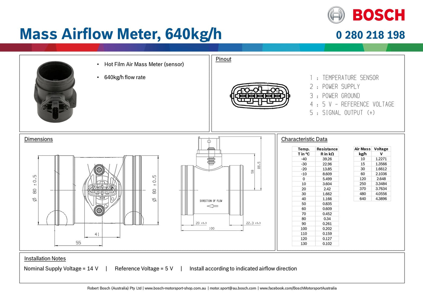 Bosch Mass Airflow Meter 640kg/h