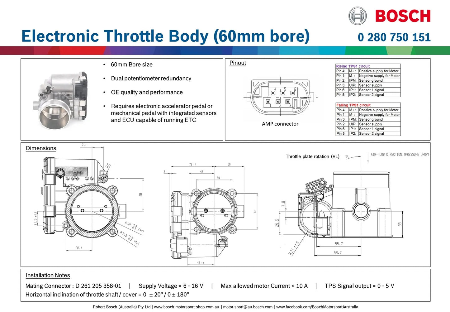 Bosch Electronic Throttle Body (60mm bore)