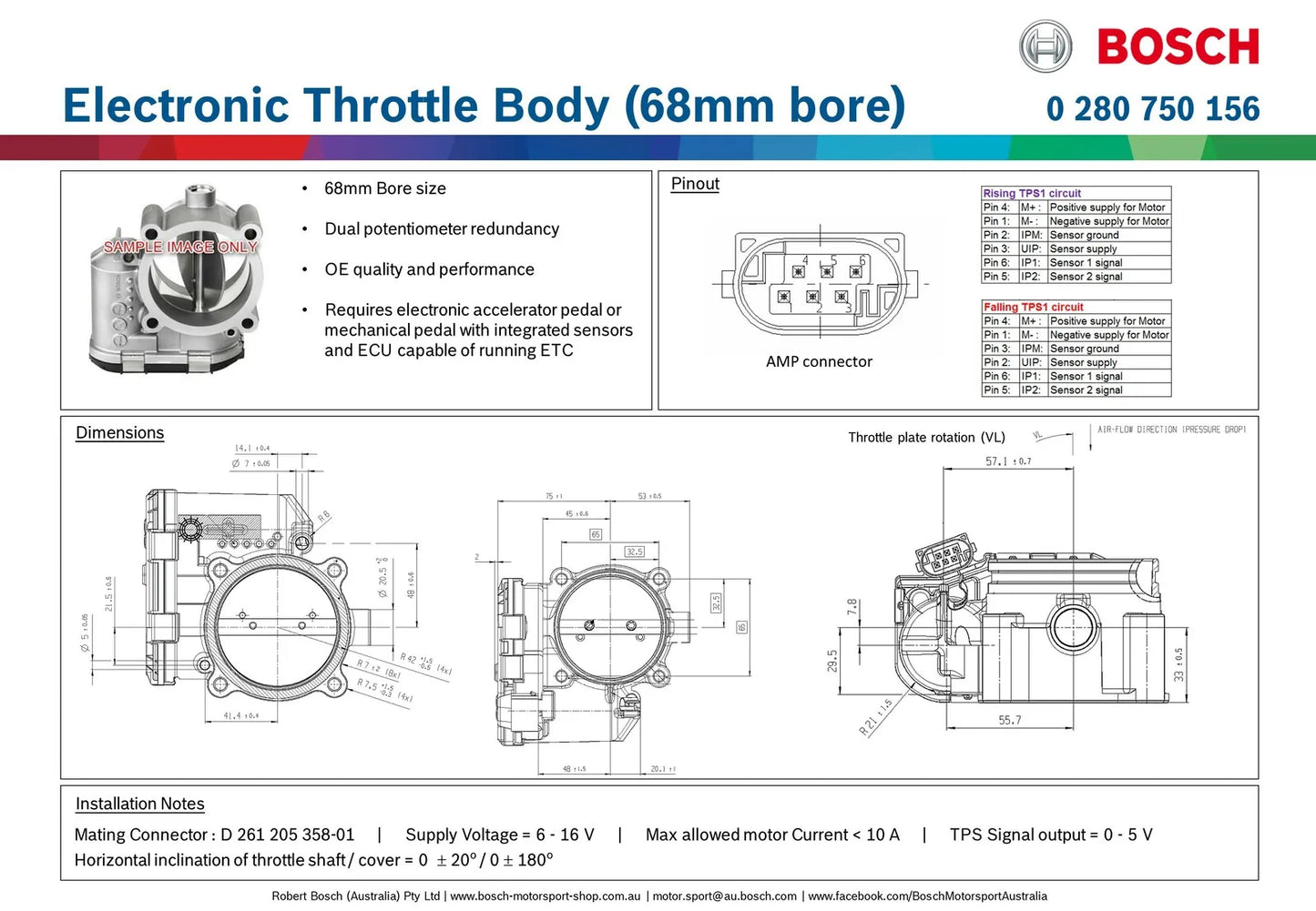 Bosch Electronic Throttle Body (68mm bore)