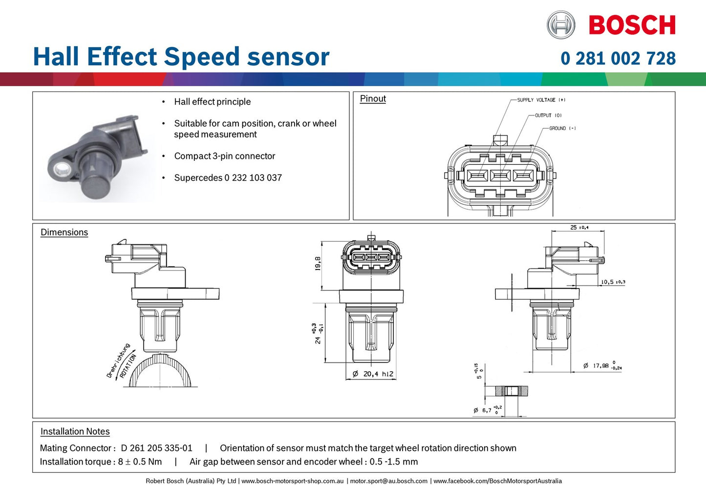 Hall Effect Speed sensor