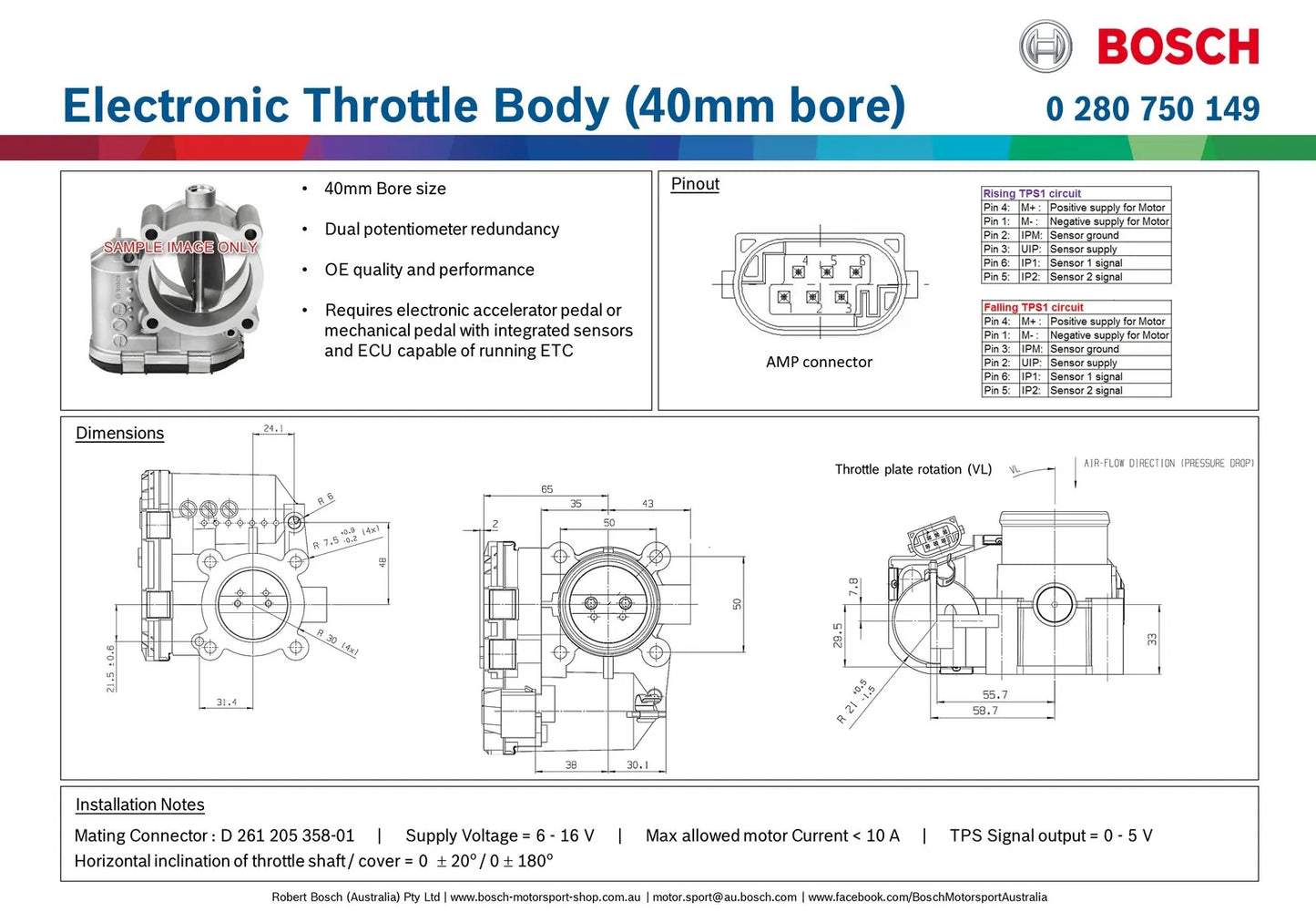 Bosch Electronic Throttle Body (40mm bore)