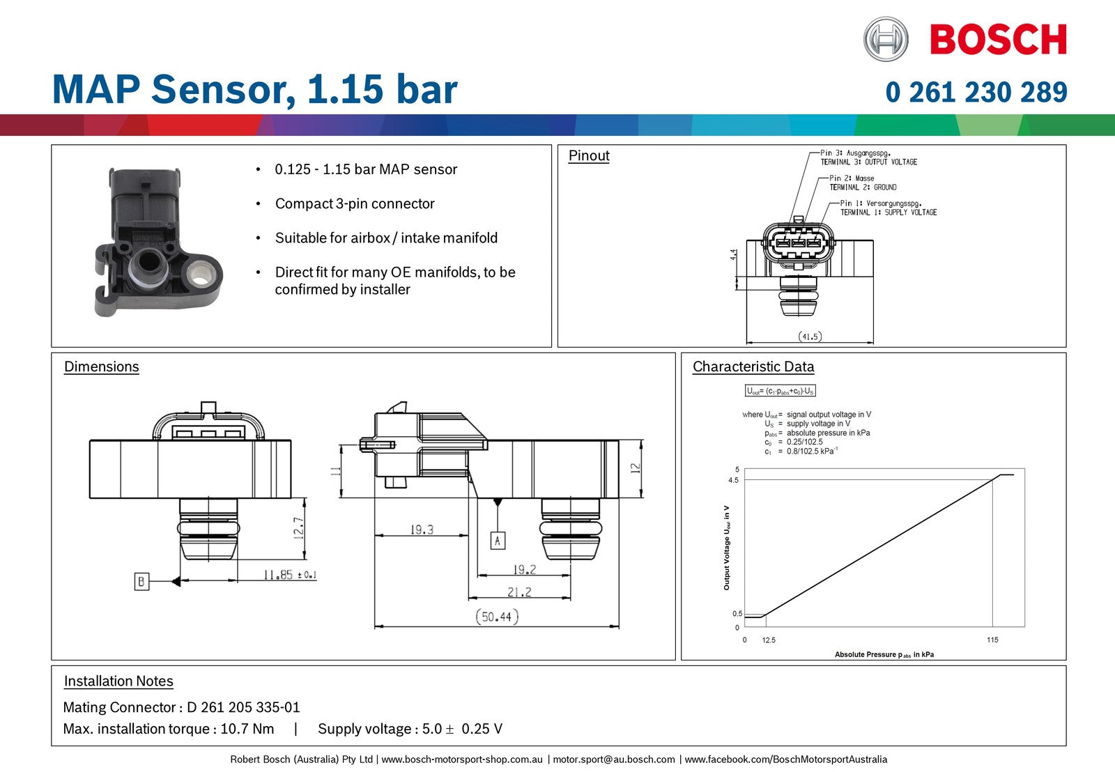 Bosch MAP Sensor, 1.15 bar Race Shop