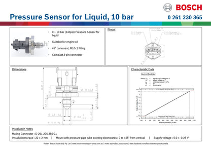 Bosch Pressure Sensor for Liquid, 10 bar