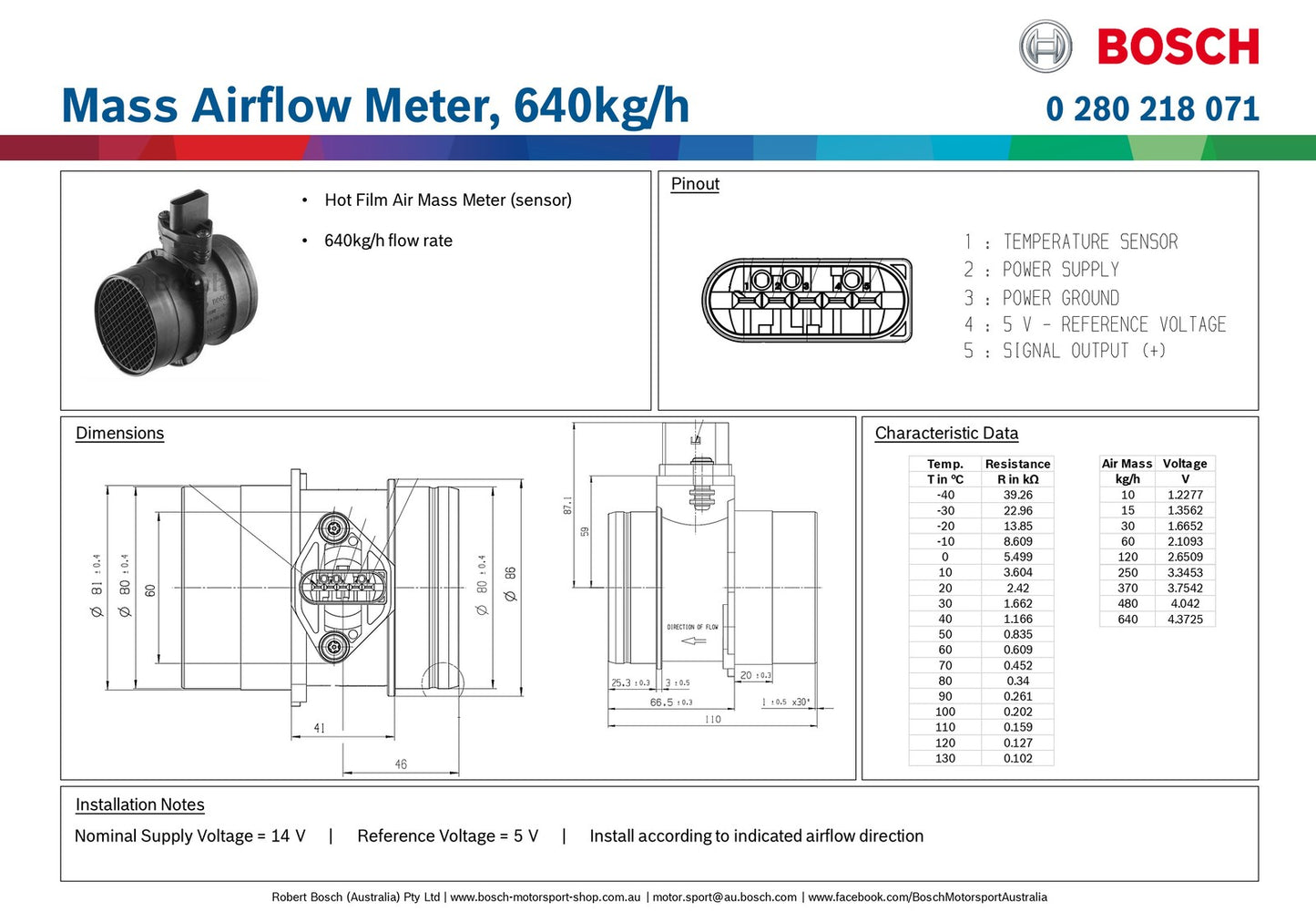 Bosch Mass Airflow Meter 640kg/h S