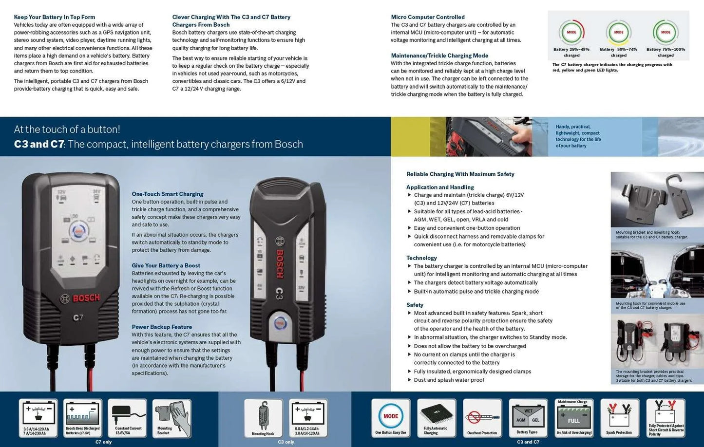 Bosch Battery Charger C3, 6 & 12V