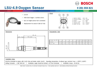Bosch LSU-4.9 Oxygen Sensor 62.5cm
